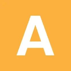 Letter A in white on a square orange background.