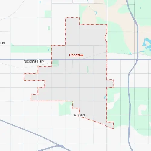 City map with red borders indicating targeted home buying areas.