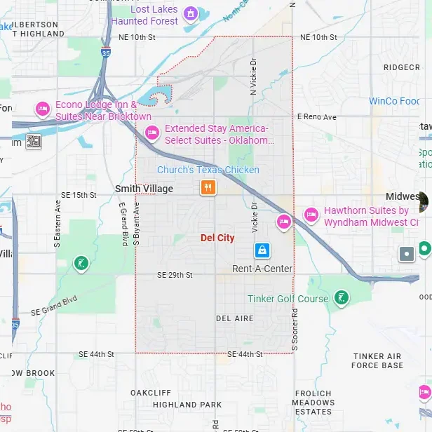 Detailed map highlighting a specific real estate service territory.