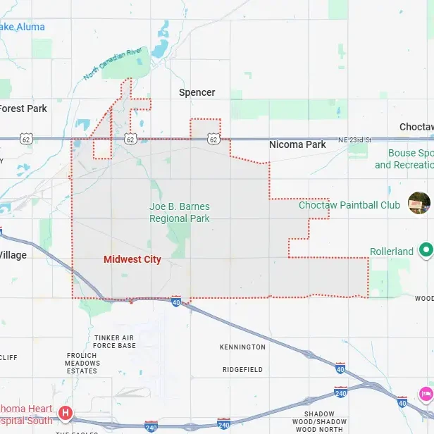 Metro area map with outlined property search sectors.