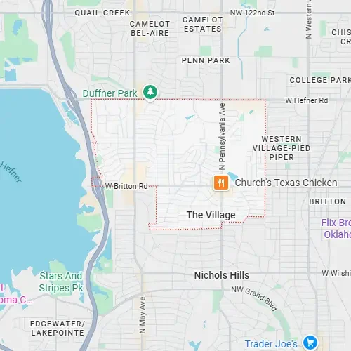 Local neighborhood map showing residential street boundaries.